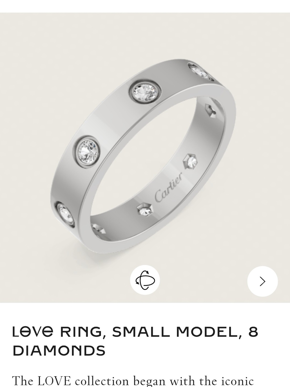 Cartier LOVE Small Model Diamond Band in White Gold - Picture 1 of 6